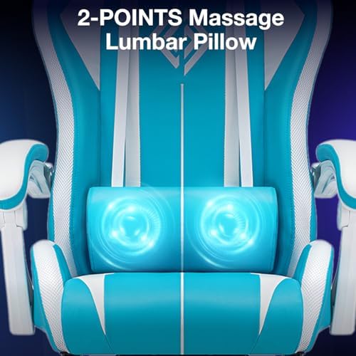 HOFFREE LED Gaming Chair with Massage RGB Lights Computer Chairs-Sky Blue