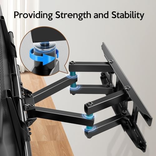 Full Motion TV Wall Mount Bracket Dual Articulating Arms Swivels Tilts Rotation for Most 37-75 Inch Flat Curved TVs,Holds up to 110lbs, Max VESA 600x400mm,Fits up to 16" Studs