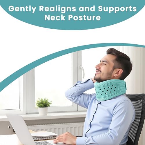 Neck Brace for Neck Pain and Support, Neck Support for Pain Breathable Cervicorrect Brace Adjustable Soft Silicone Foam, Cervical Collar for Sleeping, Relieving Spinal Pressure (Mint)