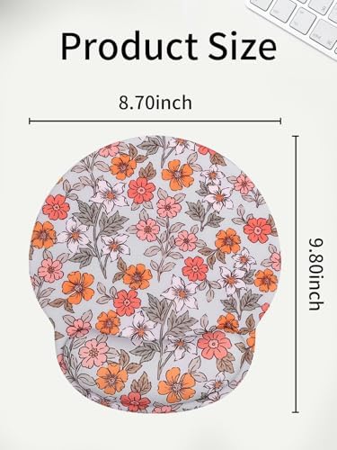Seorsok Blooming Floral Mouse Pad with Gel Wrist Support Mouse Pad,Ergonomic Aesthetic,Comfort Mousepad for Office Work Computer,Pain Relief Mousepad with Non-Slip Silicone Base,Colorful Flowers