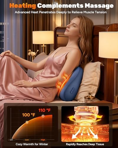 Electric Back Massager, Deep Tissue Kneading Heat for Pain Relief