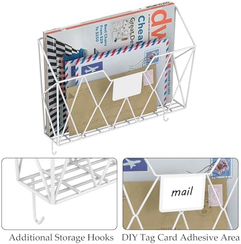 YBING Wall File Organizer 6 Pack Mesh Wire Hanging File Holder, White
