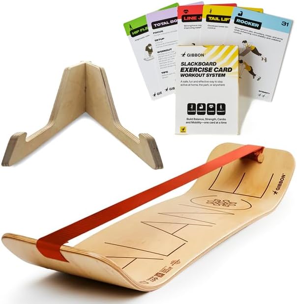 GIBBON SlackBoard Balance Board Bundle - Gift for Kids & Adults