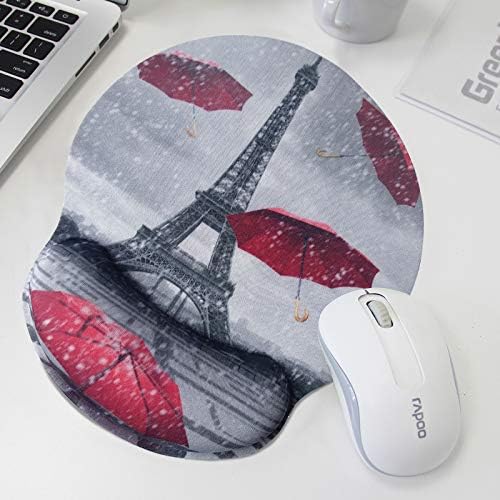 ToLuLu Ergonomic Mouse Pad with Wrist Rest Support, Gel Cute Mouse Pads Non Slip Rubber Base Mousepad, Mouse Wrist Rest Pad for Laptop Computer Home Office Working Gaming Pain Relief, Eiffel Tower