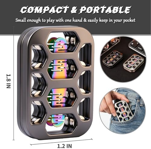 Fidget Toys Adults Openwork Design Metal Fidget Slider EDC Fidget Toys Adults Decompression Desk Toys to Relief Anxiety and Stress for ADD, ADHD & Autism (Gray)