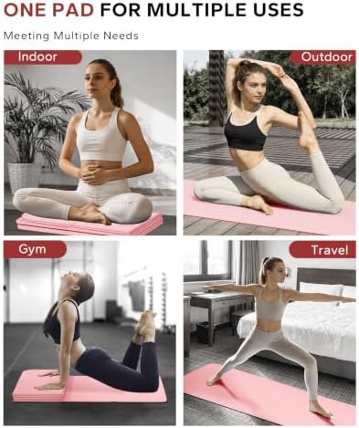 HAPBEAR Foldable Yoga Mat - 72"x24"x0.24" (6mm), Non-Slip TPE Exercise Mat for Home Workout, Yoga, Pilates,Stretching, & Travel, Durable & Eco-Friendly, Includes Carry Bag