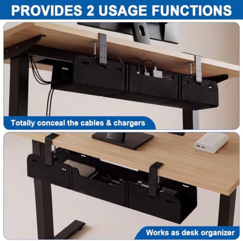 Chumia Under Desk Cable Management Tray No Drill, Black, 28 Inch