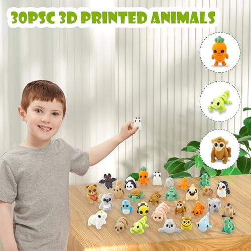 160pcs 3D Printed Animals Perfect Basket Stuffing with an Articulated Crystal Dragon Fidget Toy, Goodie Bag Stuffers for Kids Boys and Girls Valentines Days Gift