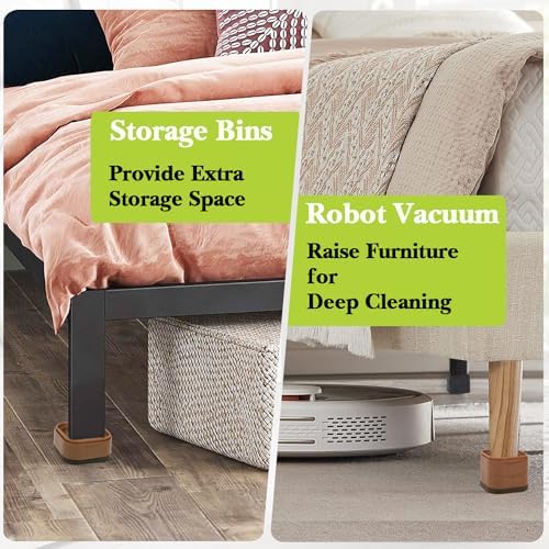 16 Pack Furniture Risers 1, 2 or 3 Inch, Adjustable Bed Risers Heavy Duty For Table Desk Couch Chair Sofa Cabinet Bed Legs Dorm, Square Stackable Bed Raisers Blocks Lift Height 1", 2" or 3", Brown