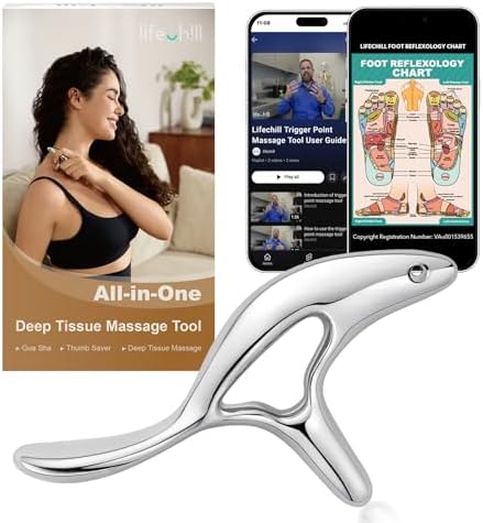 lifechill Trigger Point Massage Tool for Pain Relief Deep Tissue & Gua Sha, HSA Fascia Release Tools for Full Body, FSA Eligible Items Muscle Scraper Acupressure Tool TMJ Relief, Thumb Saver Neck Foot