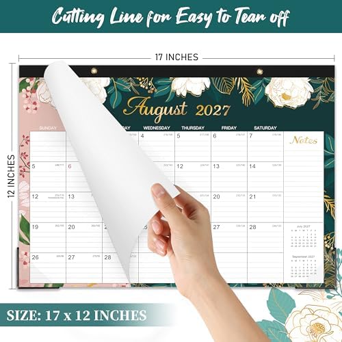 2027 Desk Calendar - Jan. 2027 - Dec. 2027, 12 Months Large Monthly Desk Calendar 2027, 17" x 12", Desk Pad, Large Ruled Blocks, To-do List & Notes, Best Desk/Wall Calendar for Planning or Organizing