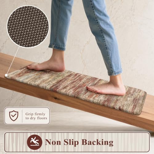 KIMODE Kitchen Mats Cushioned Anti Fatigue, Neutural Kitchen Rugs Sets of 2