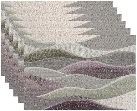 Monochromatic Abstract Linen Placemats, Halftone Effect Minimalist Art Table Mats for Table Washable Heat Insulation Thick Dining Mat, Indoor/Outdoor 12X18 in 6 Pcs