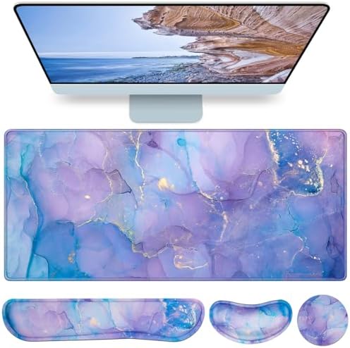 4-in-1 Mouse Pad with Wrist Rest Purple,35.4×15.7in Large Gaming Mouse Pad