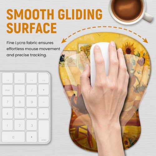 Ergonomic Mouse Pad with Wrist Rest, Gel Wrist Support, Sunflower