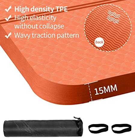 nuveti Large Exercise Mat - 15mm/20mm/30mm Thick Yoga Mat | Workout Mat for Fitness, Yoga, Pilates, Stretching & Floor Exercises for Women & Men with Free Carrying Bag