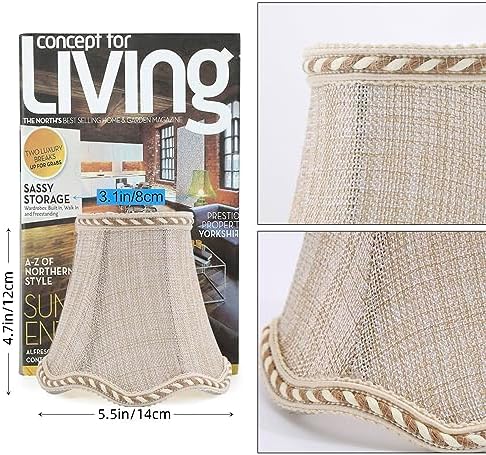 Fuloon Small Clip on Chandelier Lamp Shades, 6 Pack, Sand Beige