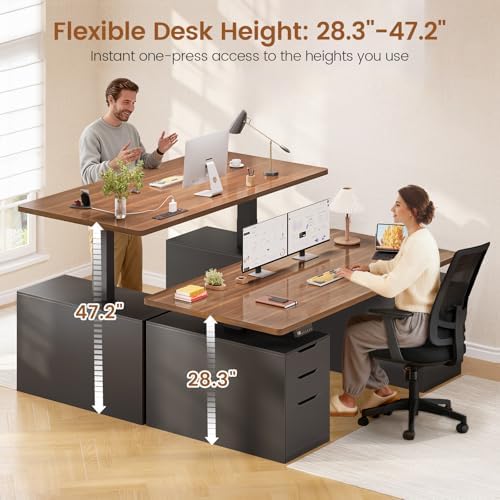 SEDETA Electric Standing Desk with 6 Drawers, 55" Adjustable Stand up Desk with Storage, Computer Desks with Power Outlets for Home Office, Black