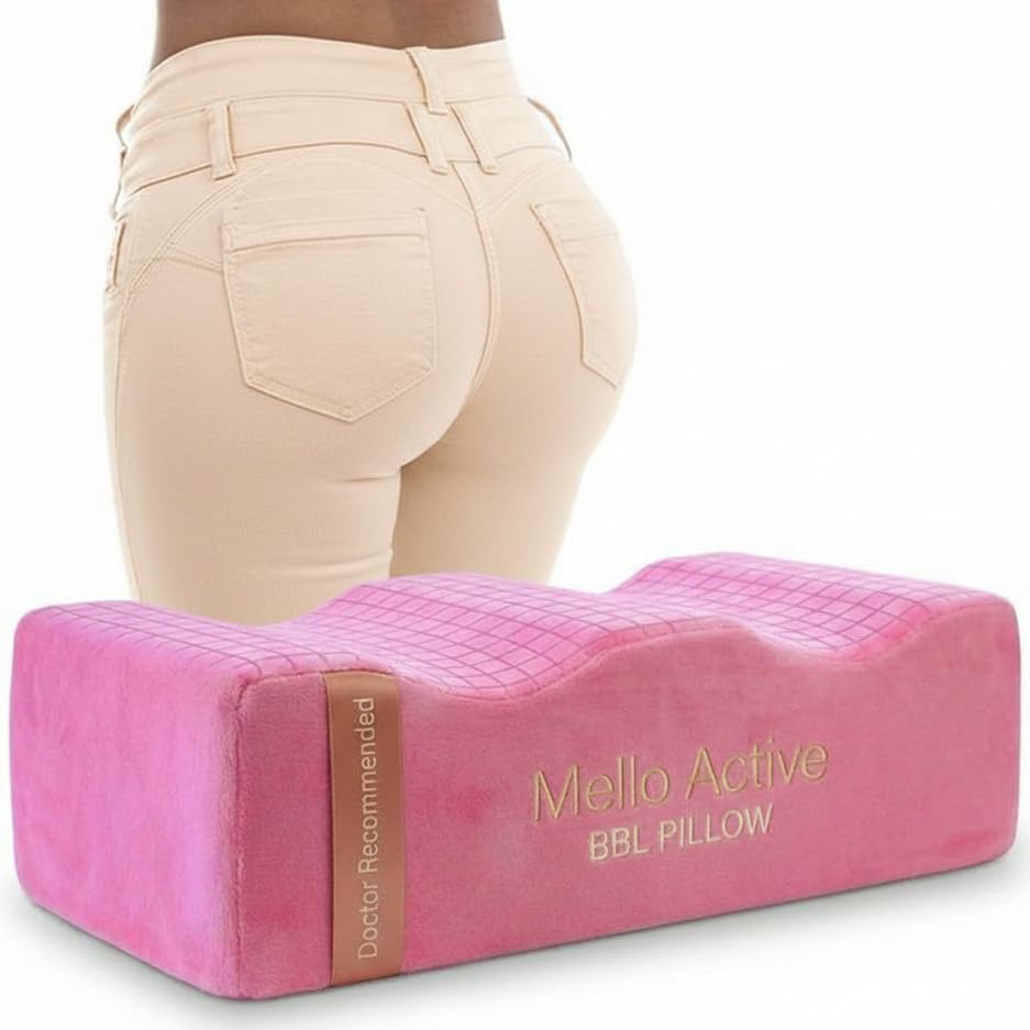 Mello Active BBL Pillow After Surgery – Doctor-Recommended, Firm & Lightweight Sitting Cushion for Post-Op Recovery – Portable Support for Home, Car & Office – Ultimate Comfort & Stability Pink