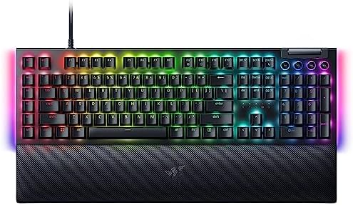 Razer BlackWidow V4 Mechanical Gaming Keyboard: Green Switches Tactile & Clicky - Chroma RGB - 6 Dedicated Macro Keys - Magnetic Wrist Rest- Multi-Function Roller &Media Keys (Renewed)