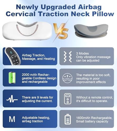 Neck Massage Pillow with Heat & Gentle Light, Contour Design for Relaxation