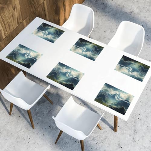 The Stretching Alps Prints Placemats Set of 6 12x18in - Durable Table Layers with Heat-Resistant & Wrinkle-Free Polyester