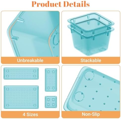 SpaceHacks 15 PCS Plastic Drawer Organizer Set, Drawer Storage Trays