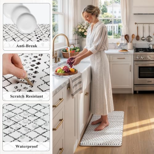 KIMODE Anti Fatigue Kitchen Mats for Floor,17.3" x 29" Black and White Rug