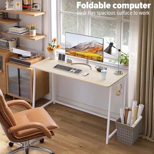 WOHOMO Folding Desk, 47.2" Foldable Computer Table for Small Spaces, Oak