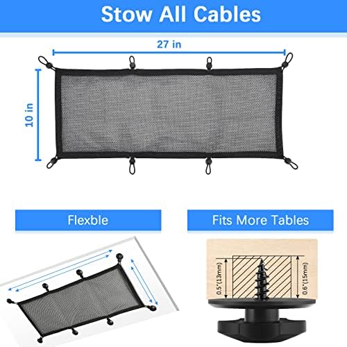 Cable Management Net Under Desk Kit,Privacy Mesh Cable Manager Flexible Under Desk Wire Net Large Capacity Cord Organizer Net for Office,Standing Desk, Home, 26 X 10 Inches