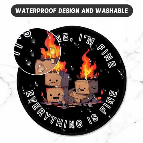 ITNRSIIET Round Mouse Pad with Stitched Edge Premium-Textured Waterproof Non-Slip Rubber Base Desktop Protection Mat Diameter 8.7 inches, Pretty Burning Box