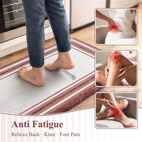 KIMODE Anti Fatigue Kitchen Mats for Floor 2 Piece, Farmhouse Kitchen Rugs