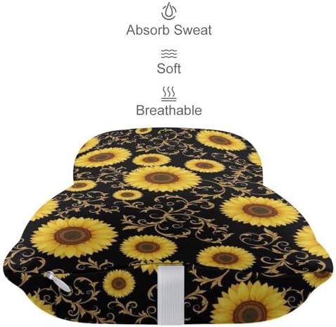 2 Pack Car Headrest Pillow Floral Sunflower Soft Memory Foam Neck Cushion for Neck Pain Relief
