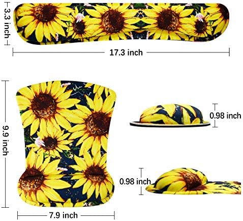 ToLuLu Keyboard Mouse Pad Wrist Rest Set, Gel Ergonomic Mouse Pads for Computer Laptop Office Home, Comfortable Mousepad Keyboard Wrist Support Memory Foam for Easy Typing Pain Relief, Nice Sunflower