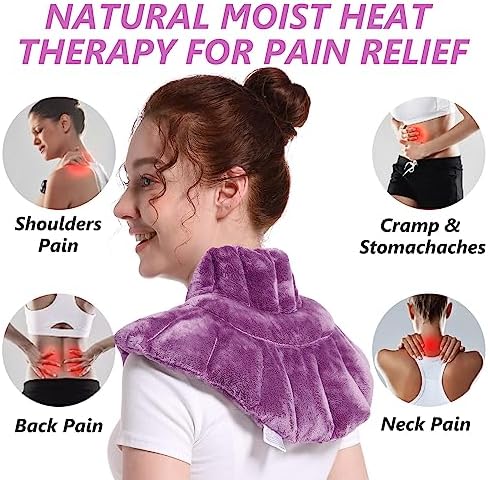 RelaxCoo Microwavable Heating Pad for Neck, Shoulders, and Back - Weighted Neck Warmer with Moist Heat, Purple, Lavender Scented