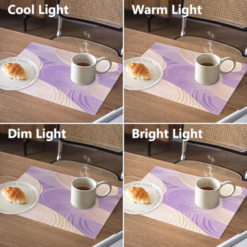 Abstract Art Pastel Hues Linen Placemats, Purple Soft and Modern Pattern Table Mats for Table Washable Heat Insulation Thick Dining Mat, Indoor/Outdoor 12X18 in 4 Pcs