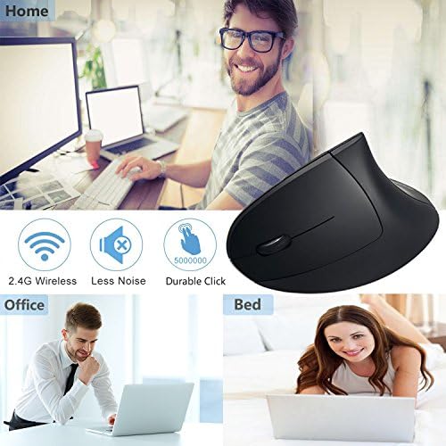 Lekvey Left Handed Mouse, Wireless USB Ergonomic Vertical Lefty Mouse