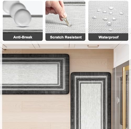 KIMODE Anti Fatigue Kitchen Mats,Non Slip Farmhouse Kitchen Rugs Sets 2 Pcs