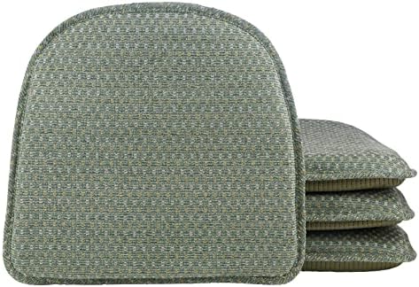 Klear Vu Raindrop The Gripper Non Slip Chair Cushions, Soft & Comfortable Seat Pad, Sitting Pillow for Kitchen, Dining or Office, 4 Count (Pack of 1), Raindrops Celadon