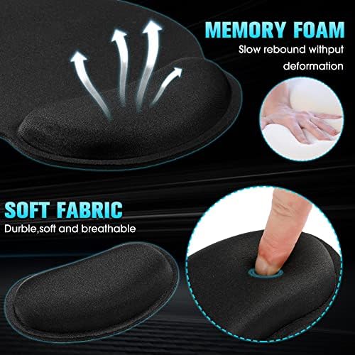 Yunsailing 12 Pcs Ergonomic Mouse Pad and Keyboard with Wrist Support Set Arm Rest Wrist Combo Gel Memory Foam Key Board Pad for Computer Laptop Gaming Office Typing Pain Relief