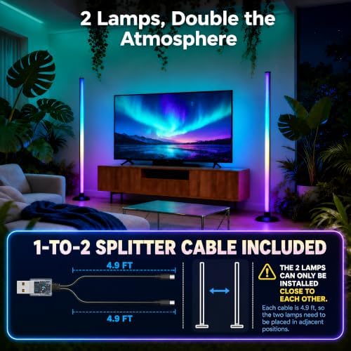 Flupuro 2 Pack ICRGB Corner Floor Lamp