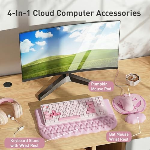 Keyboard Stand with Wrist Rest, Pumpkin Mouse Pad & Bat Wrist Rest