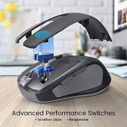HOTWEEMS Ergonomic Wireless Mouse for Laptop, 2.4G USB Cordless Mice- Grey