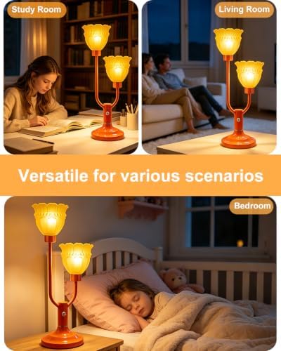Lightdot Mid Century Modern Orange Table Lamp Dimmable Vintage Lamp Gift