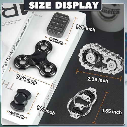 5 Pcs Fidget Toys Adults & Teen Metal Fidgets Spinner for Teens Boys Magnetic Slider Cool Gadgets Office Desk Toy Stress Relief Sensory Items Figette for Classroom Autism ADHD Anxiety Gifts