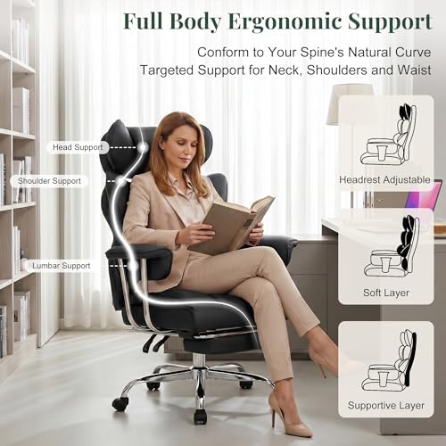Big and Tall Office Chair 400 LBS, for Adults, Home Office