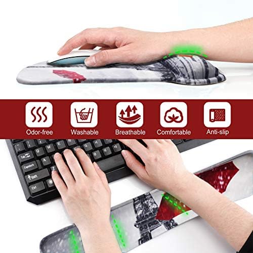 Keyboard Wrist Rest Mouse Pad Support, ToLuLu Gel Ergonomic Mouse Pads for Computer Laptop PC, Comfortable Durable Mousepad Keyboard Wrist Rests for Easy Typing Pain Relief, Eiffel Tower