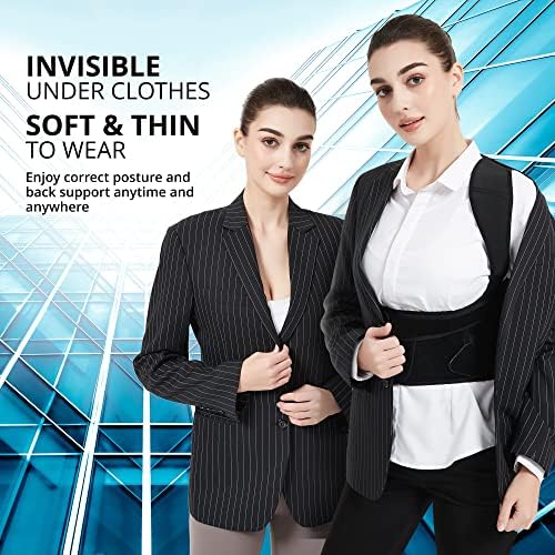 SHAPERKY Posture Corrector for Women for Support: Back Brace for Full Back Support - Adjustable Shoulder Straightener for Women and Men (Black, Small)