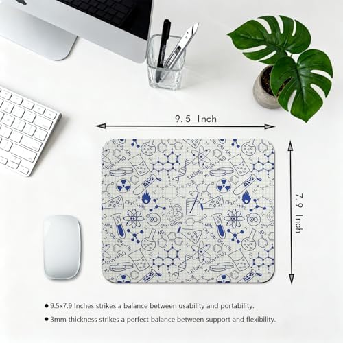 9.5x7.9 Inch Office/Gaming Mouse Pad, Science Chemistry Geometry Math Nerd Geek and Genius Cartoon Themed Design Art, Cute Anti-Slip Mat for Desk Decor