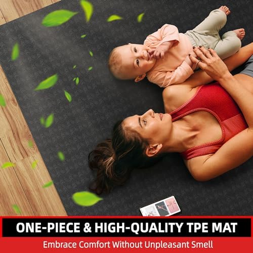 Extra Large Yoga Mat – 72"x48" or 78"x57", 1/4"–1/2" Thick Mat for Women & Men, TPE Non-Slip Pilates Mat for Home Gym, Yoga, Stretching, Meditation